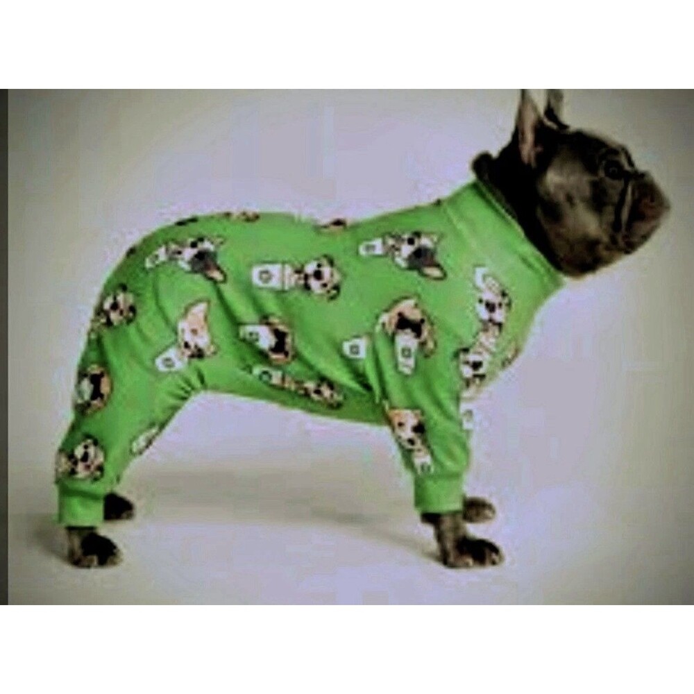 Spark Paws Dog Pajamas XL Green Coffee Cup Dog Print Fleece Onesie NWT